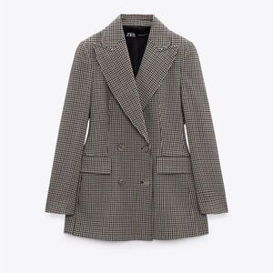 NWT Zara double breasted houndstooth blazer